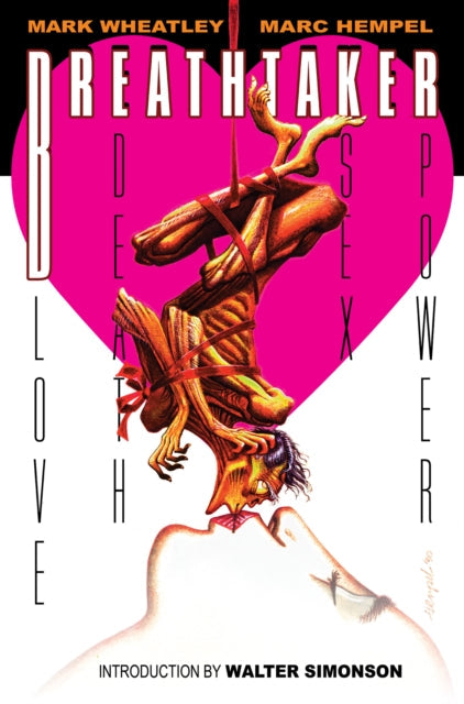 Graphic novel cover for The Breathtaker Collection featuring a stylized heart and a figure suspended by ropes.
