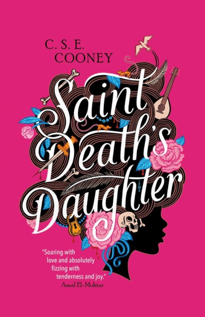 Book cover for Saint Death's Daughter with ornate lettering and illustrations.