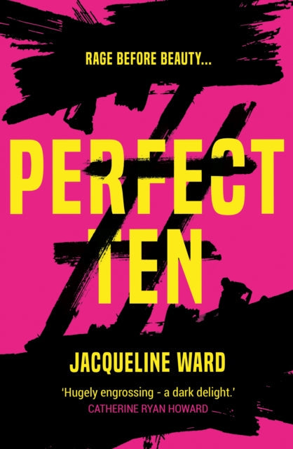 Perfect Ten book cover with yellow text on a pink background.