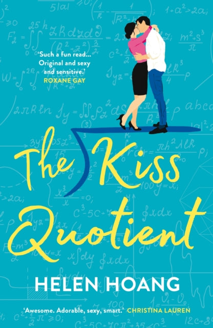 The Kiss Quotient book cover with a couple kissing amidst math equations.