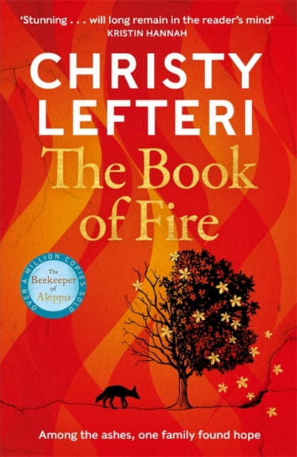 The Book of Fire by Christy Lefteri, a novel with a fiery background and a tree.