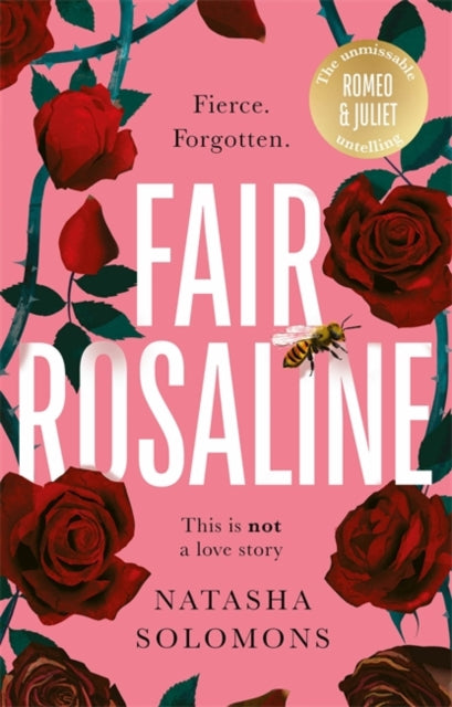 Fair Rosaline book cover with roses and a bee.