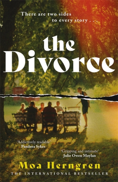 The Divorce by Moa Herngren book cover with a torn image of a family dinner.