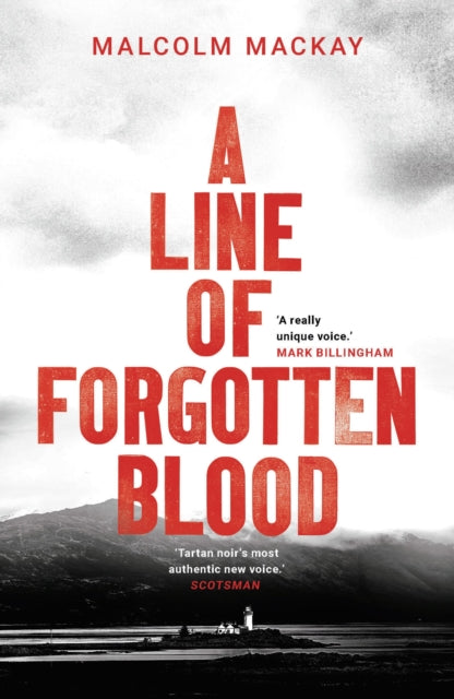 A Line of Forgotten Blood book cover with red text and a dark landscape.