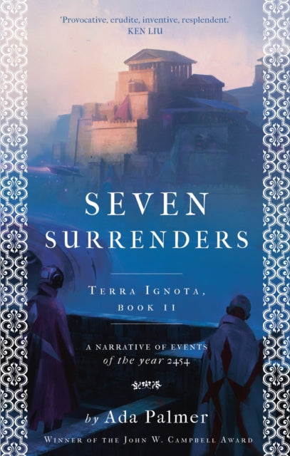 Seven Surrenders book cover with a castle and two figures.