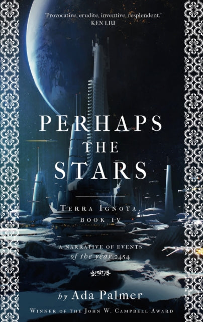 Perhaps the Stars book cover with futuristic city and planet.