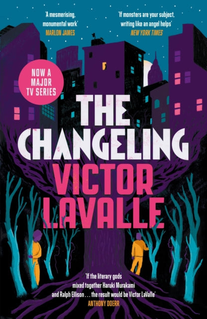 The Changeling book cover features a dark, stylized cityscape and forest with the title prominently displayed.