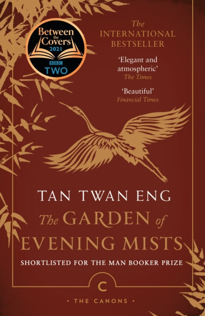 The Garden of Evening Mists book cover with a crane illustration.