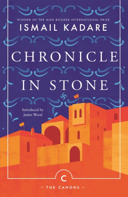 Chronicle In Stone book cover with a stylized illustration of buildings.