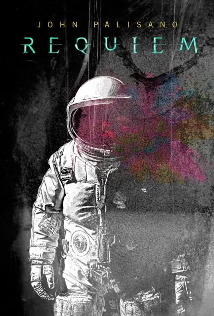 A book cover titled Requiem features an astronaut with a colorful explosion of light emanating from their helmet.