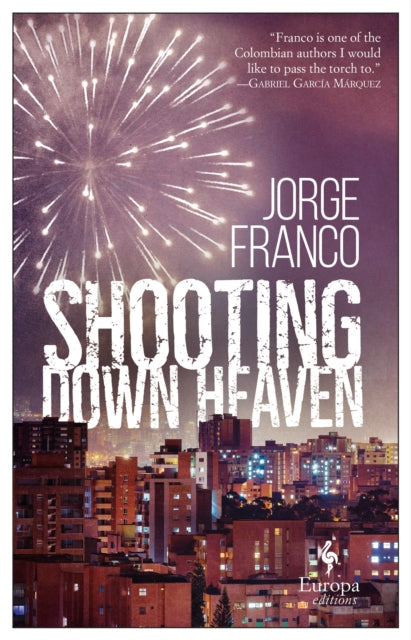 Shooting Down Heaven book cover with fireworks and city skyline