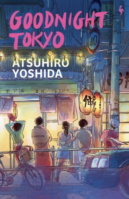 Goodnight Tokyo book cover with people looking at a street scene.