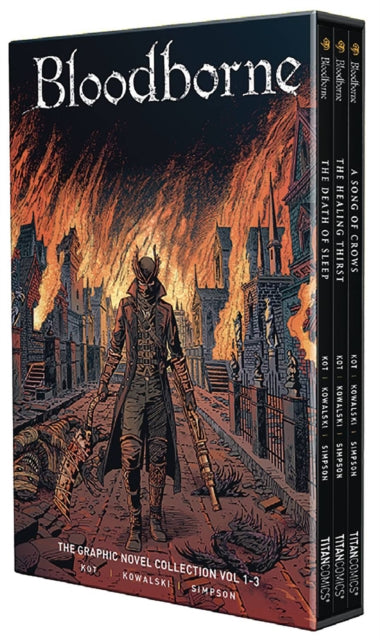 Bloodborne, 1 - 3 Boxed set featuring a hunter in a burning city.