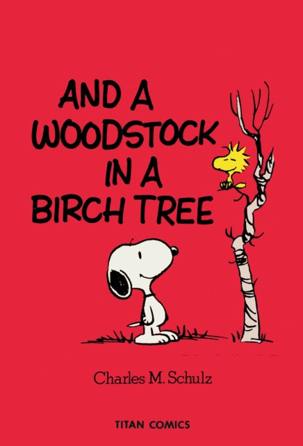 Peanuts book cover with Snoopy and Woodstock in a birch tree.