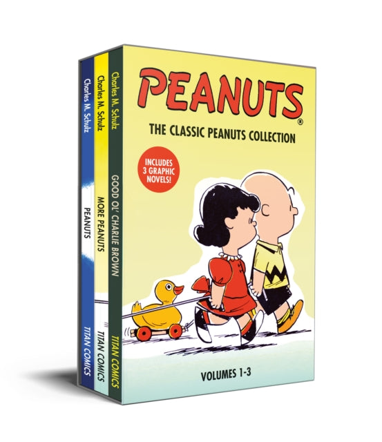 Peanuts The Classic Peanuts Collection box set featuring three graphic novels with Charlie Brown and Lucy.
