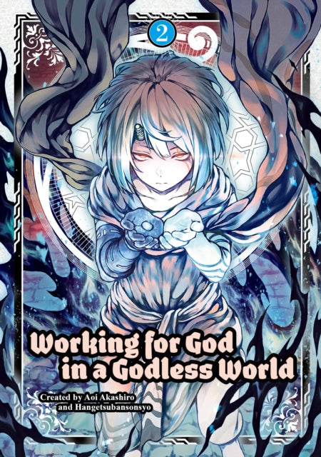 Working for God in a Godless World Vol. 2 manga cover featuring a character with blue hair.