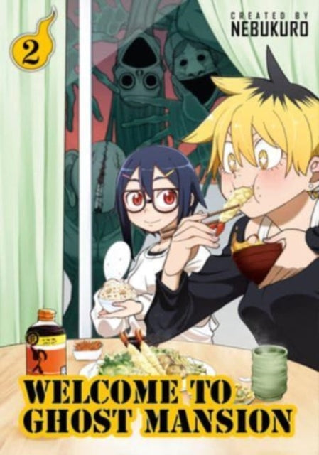 Welcome to Ghost Mansion Vol. 2 manga cover featuring two girls and food.