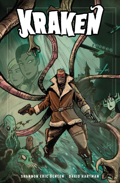 Comic book cover for Kraken featuring a man with tentacles and monsters.