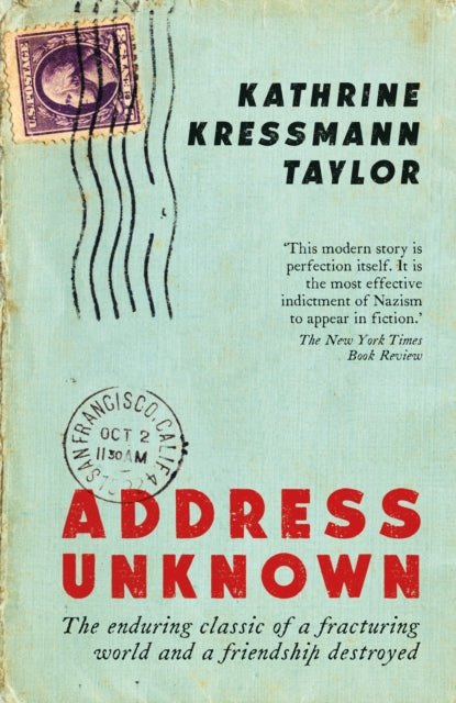 Address Unknown book cover with a stamp and postmark.