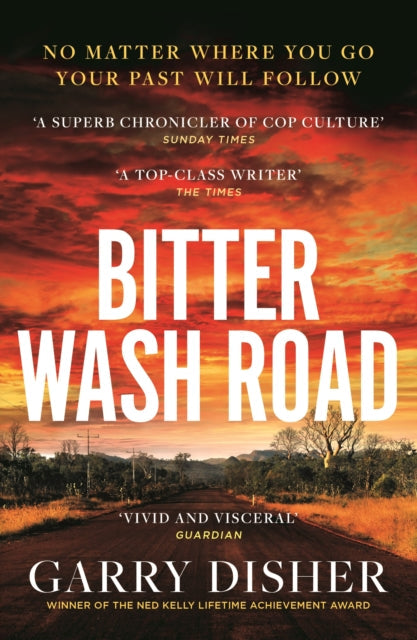 Bitter Wash Road book cover with a sunset and a road.