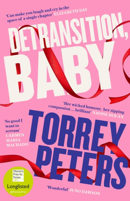 Detransition, Baby book cover with pink background and red ribbon.