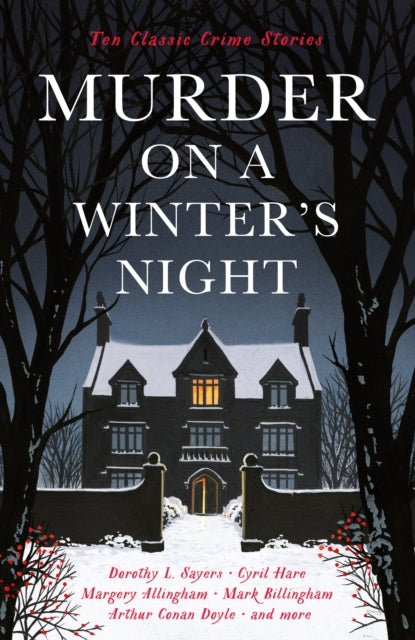 Book cover for "Murder on a Winter's Night" featuring a snowy manor.
