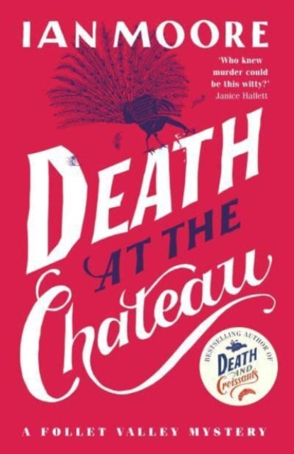 Death at the Chateau book cover with a peacock and title text.