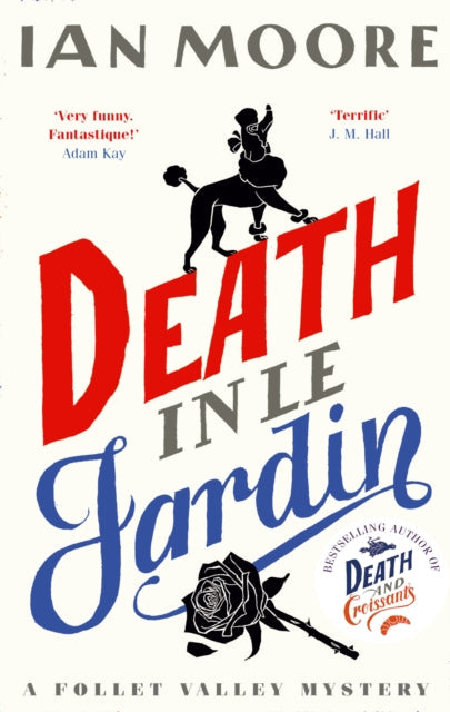 Book cover for Death in le Jardin, a cozy murder mystery.