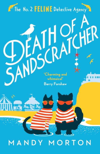 Death of a Sandscratcher book cover with two cats and a seaside scene.