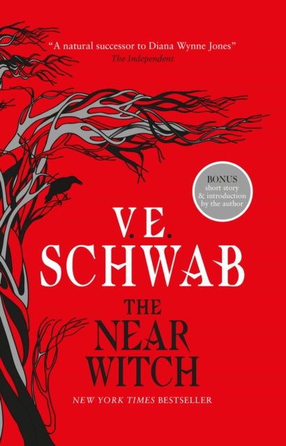 The Near Witch book cover with a red background and a stylized tree.