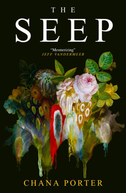 The Seep book cover with abstract floral art and text.