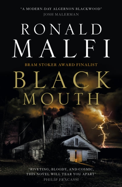 Book cover for Black Mouth by Ronald Malfi featuring a barn during a lightning storm.