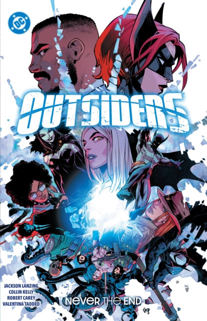 Outsiders Vol. 2: Never the End comic cover featuring multiple characters.