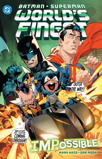 Batman and Superman comic cover featuring Bat-Mite and Mr. Mxyzptlk.