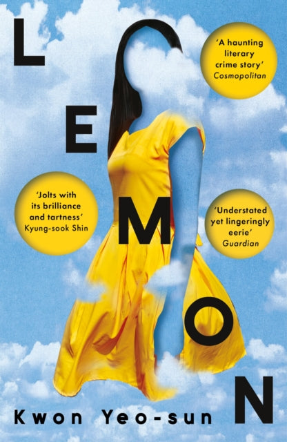 Book cover for Lemon by Kwon Yeo-sun with a woman in a yellow dress against a cloudy sky.