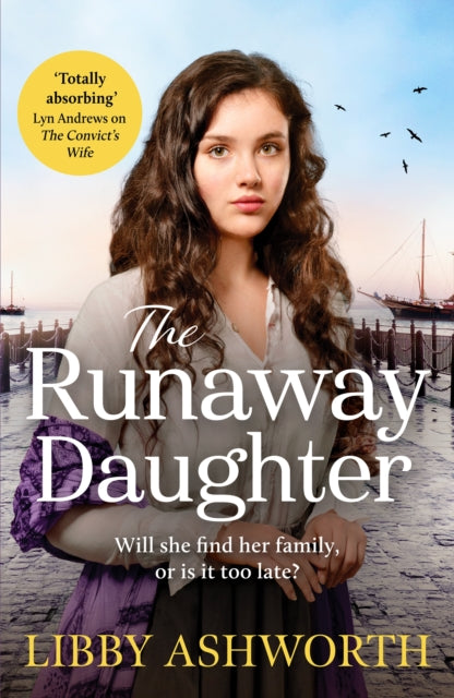 The Runaway Daughter book cover featuring a young woman and a harbor scene.