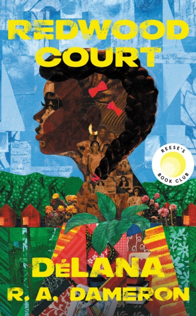 Redwood Court book cover with a collage of a woman's profile and family photos.