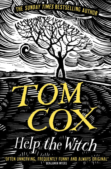 Book cover for Help the Witch by Tom Cox, featuring a linocut illustration.