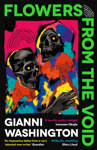 Book cover for Flowers from the Void by Gianni Washington with skull imagery.
