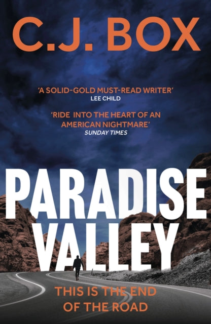 Book cover for Paradise Valley by C.J. Box, featuring a winding road and a lone figure.