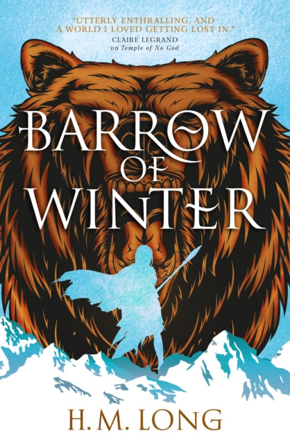 Barrow of Winter book cover featuring a bear and a figure in a snowy landscape.