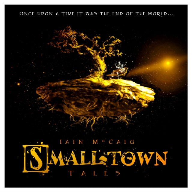 Smalltown Tales book cover with a floating island and a quote.