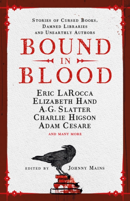 Bound in Blood book cover featuring a crow on books.
