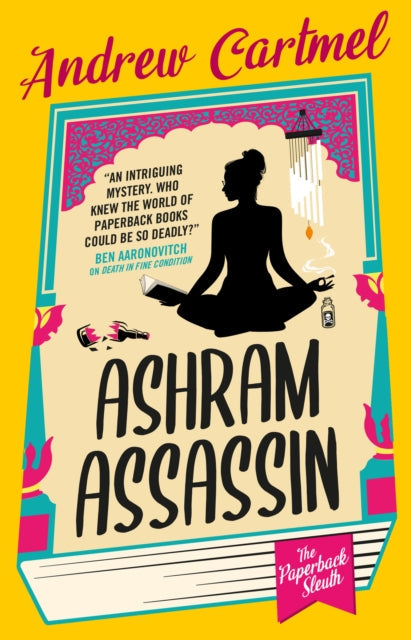 The Paperback Sleuth - Ashram Assassin book cover features a silhouette of a meditating woman.