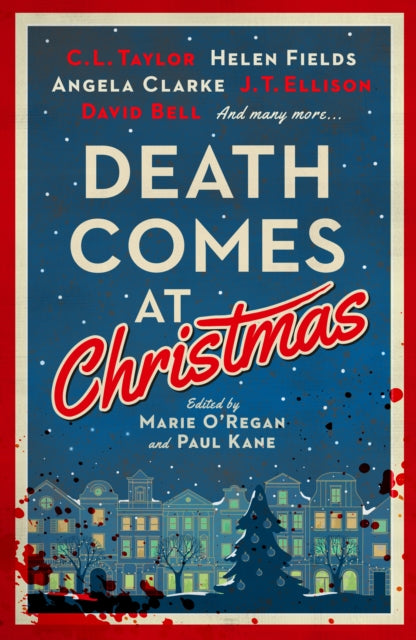 Death Comes at Christmas book cover with festive and bloody imagery.