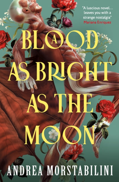 A Blood as Bright as the Moon book cover with anatomical art.