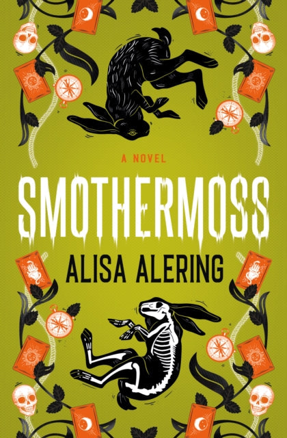 Book cover for Smothermoss by Alisa Alering with rabbits and tarot cards.