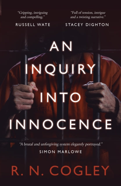 Book cover for "An Inquiry Into Innocence" featuring a prisoner behind bars.