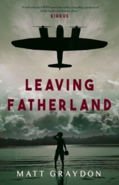 Book cover for "Leaving Fatherland" by Matt Graydon with a silhouette of a plane and a boy.