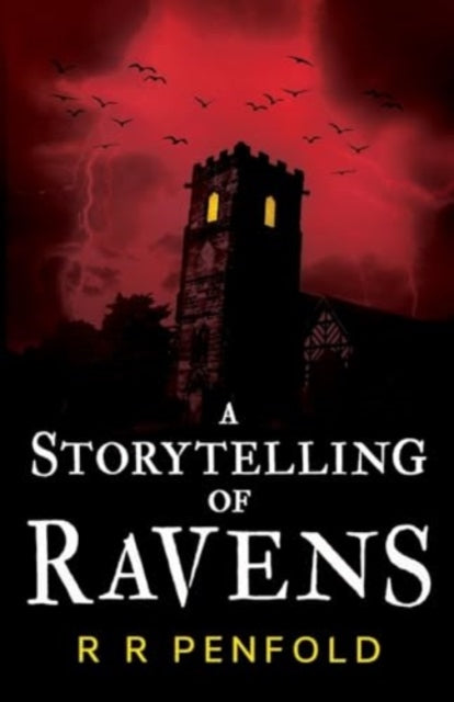 A Storytelling of Ravens book cover with a dark church and ravens.
